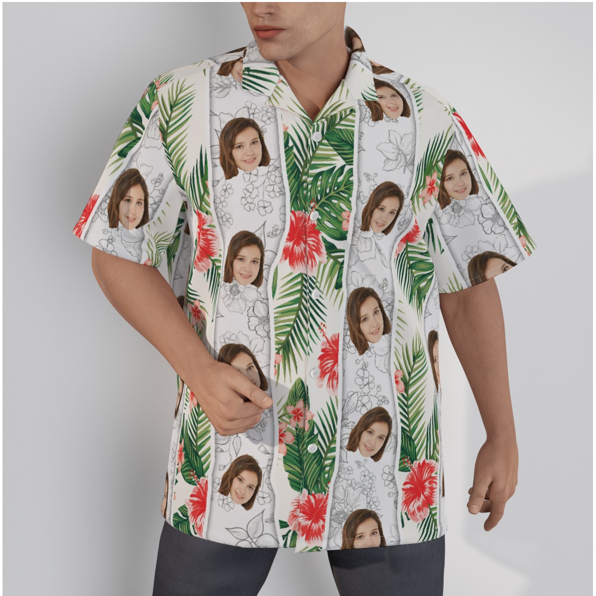 Vintage Custom Face Floral Hawaiian Shirt - variant image 1