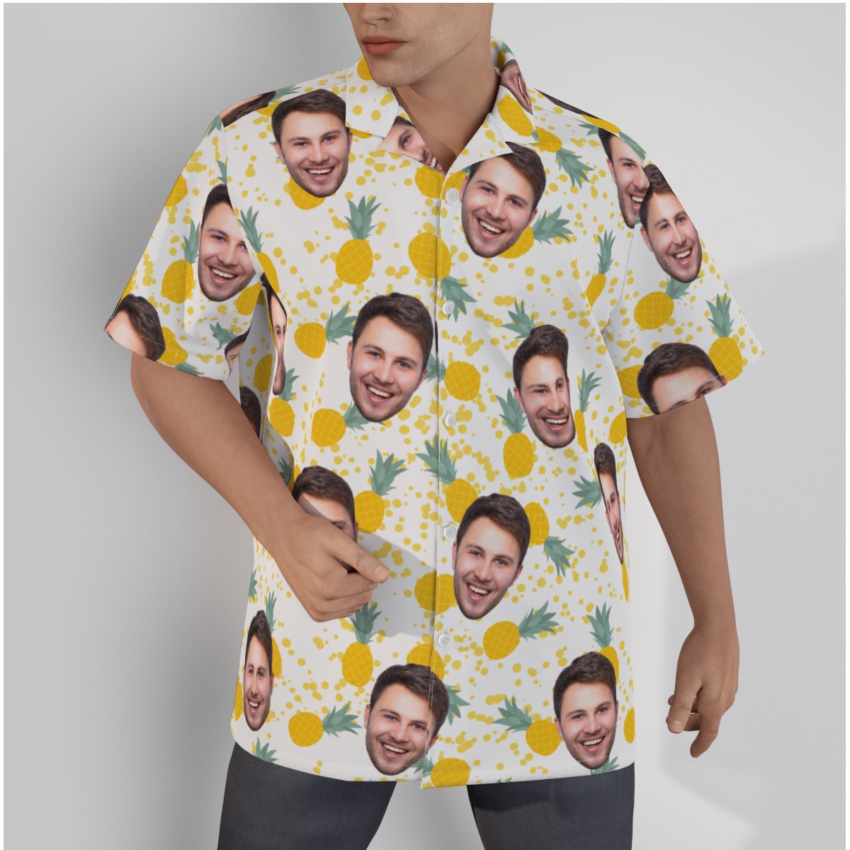 Custom Tropical Pineapple Hawaiian Shirt With Face - variant image 1
