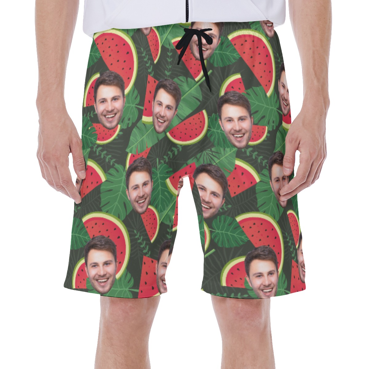 Funny Custom Face Tropical Watermelon Hawaiian Swimwear For Men - variant image 1