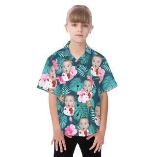 Cute Custom Face Snowman Hawaiian Shirt For Kids