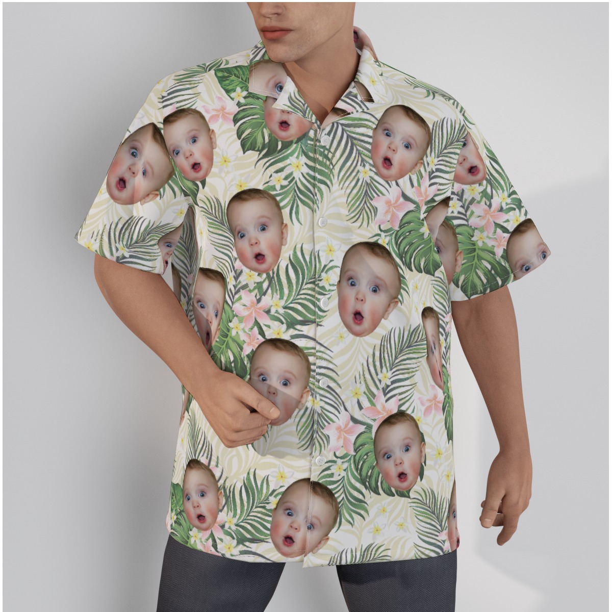 Funny Floral Custom Baby Face Hawaiian Shirt - variant image 1