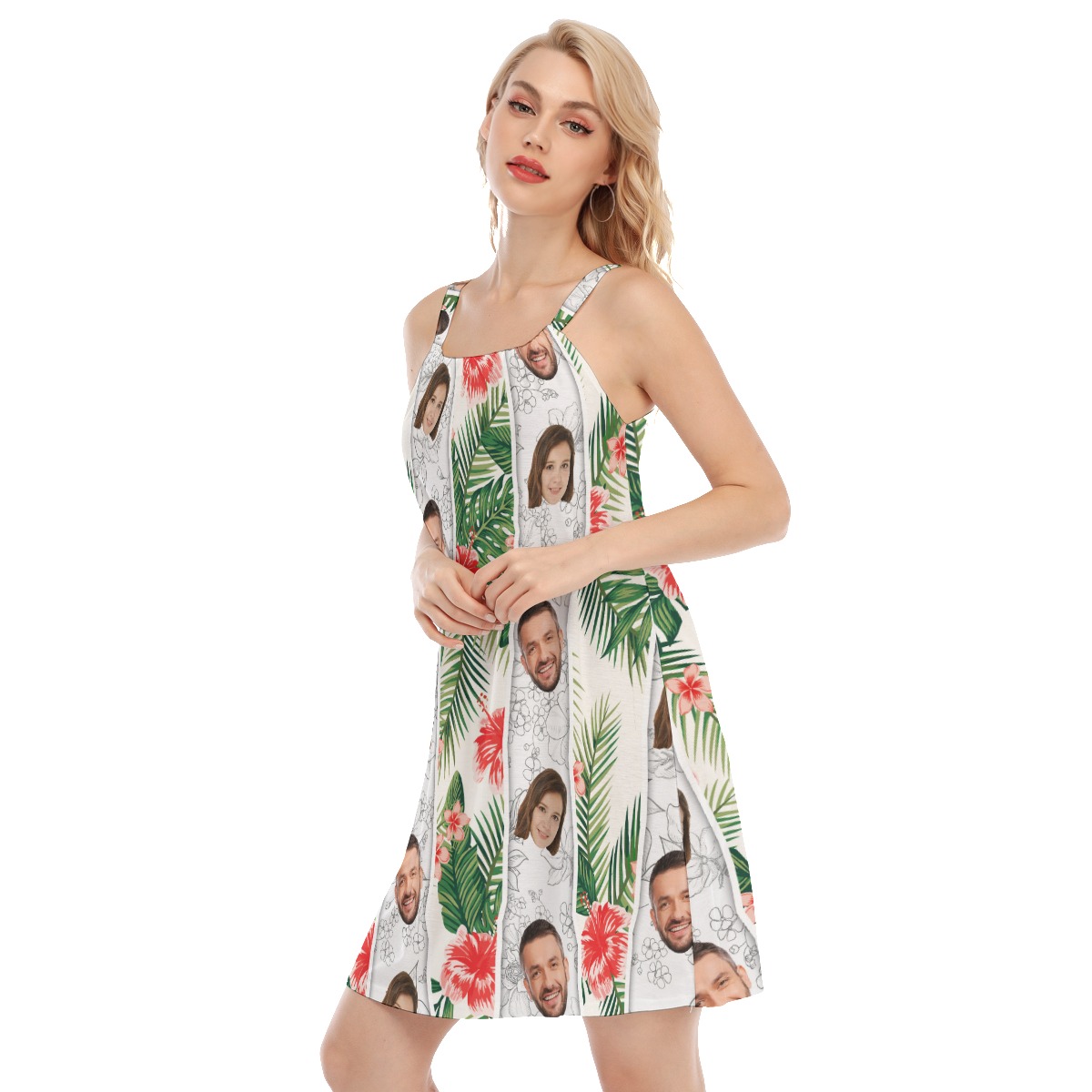 Custom 2 Faces Hibiscus Men's Cami Dress