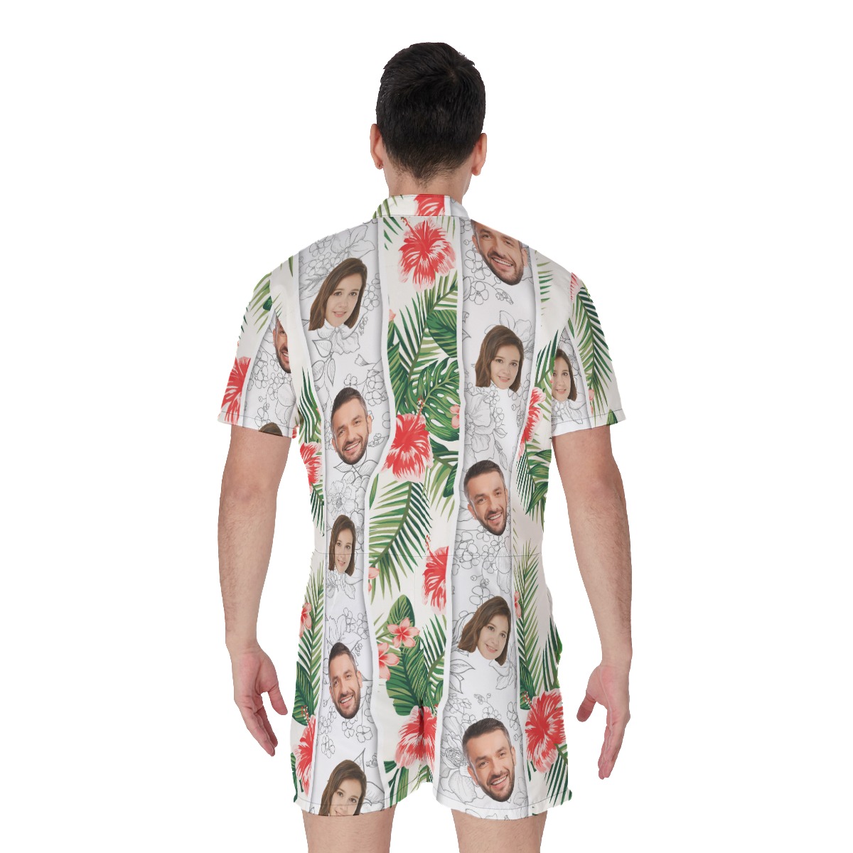 Custom 2 Faces Hibiscus Men's Romper