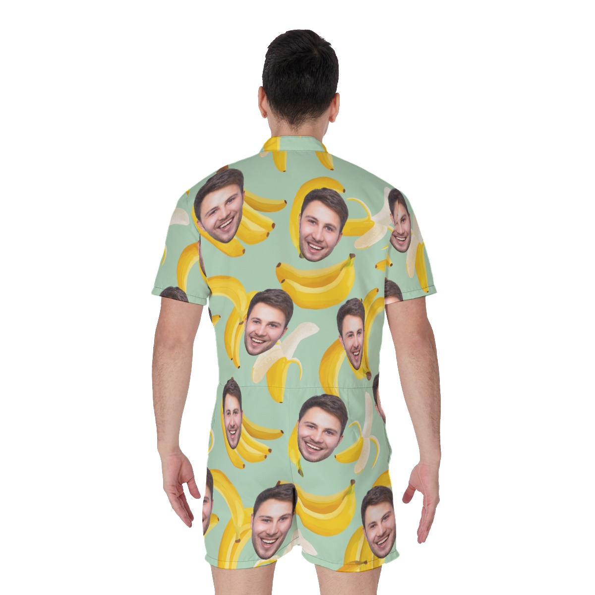 Funny Custom Face With Tropical Banana Hawaiian Romper For Men