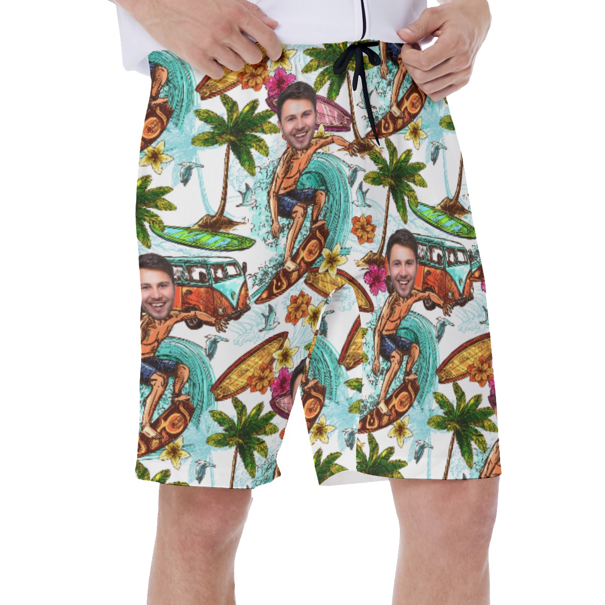 Custom Face Surfing Beach Men's Shorts