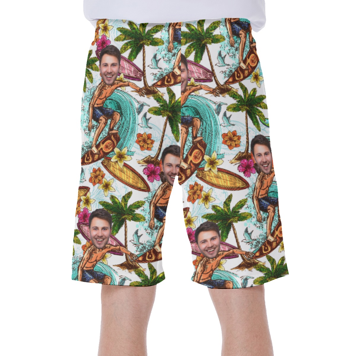 Custom Face Surfing Beach Men's Shorts