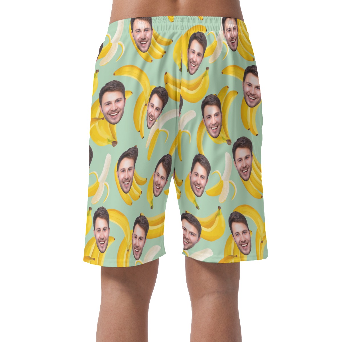 Funny Custom Face Mix Tropical Banana Hawaiian Beach Shorts For Men