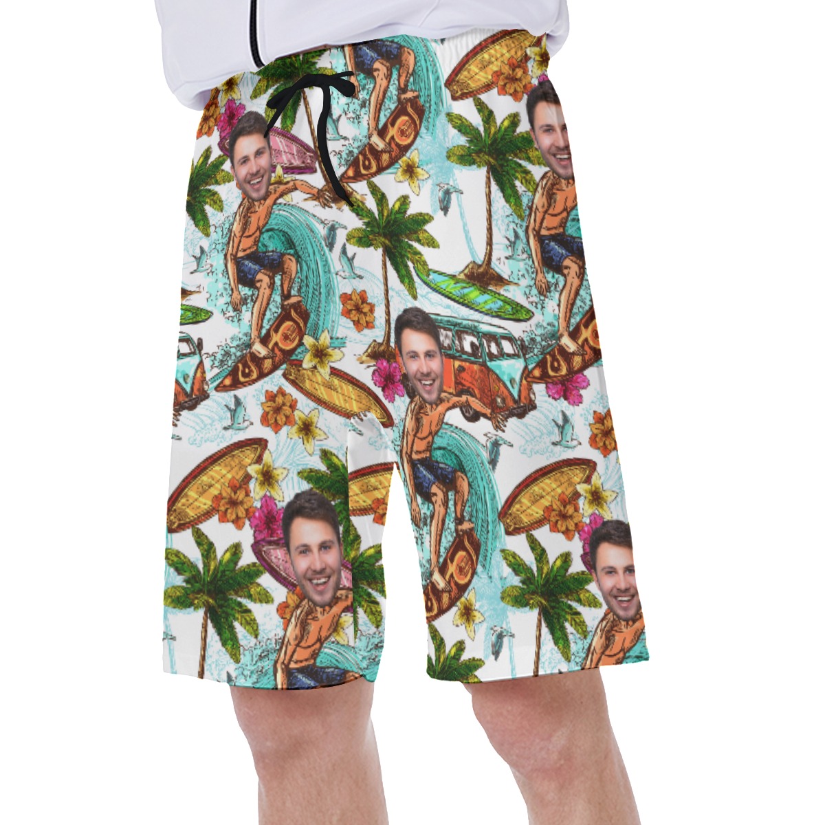 Custom Face Surfing Beach Men's Shorts