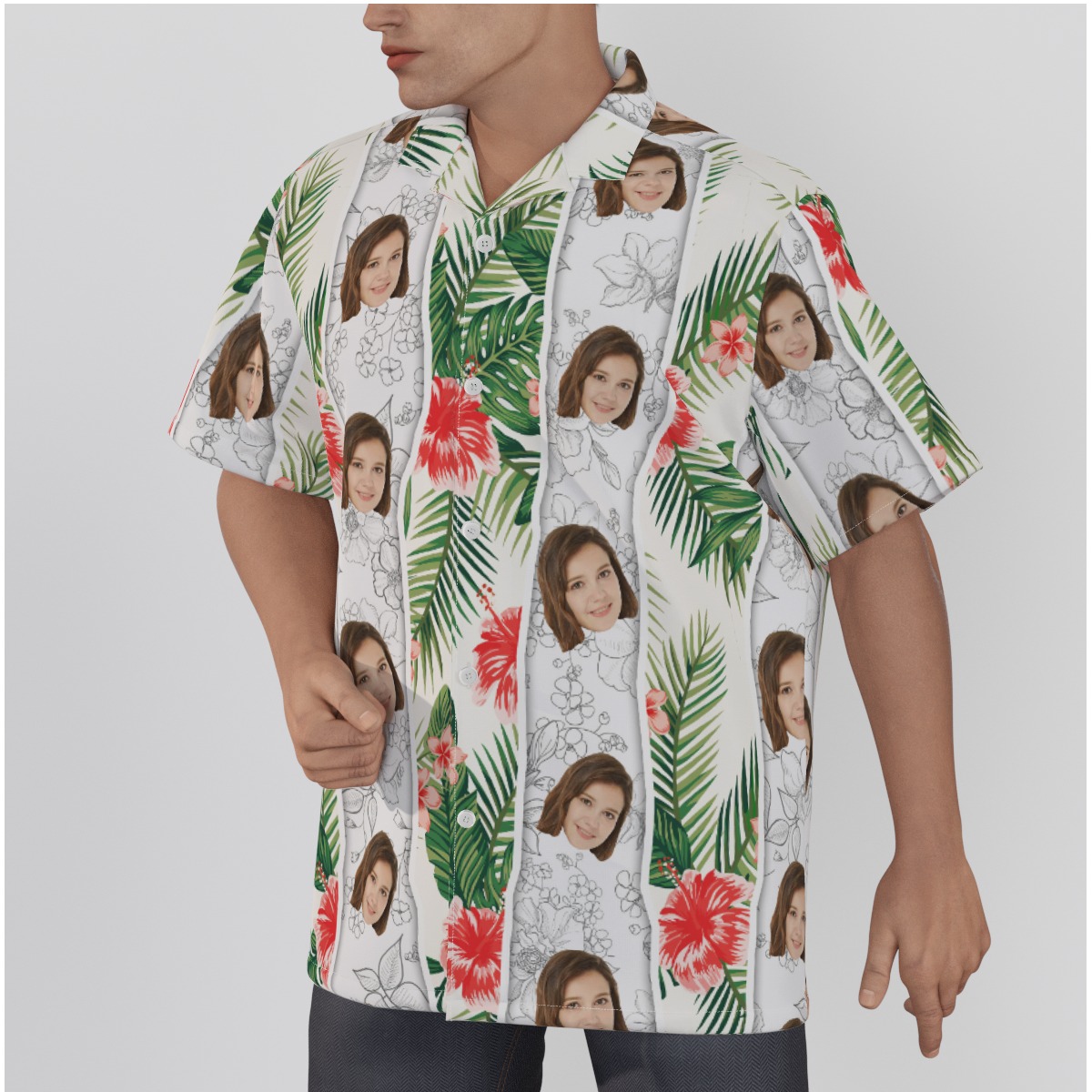 Vintage Custom Face Floral Hawaiian Shirt