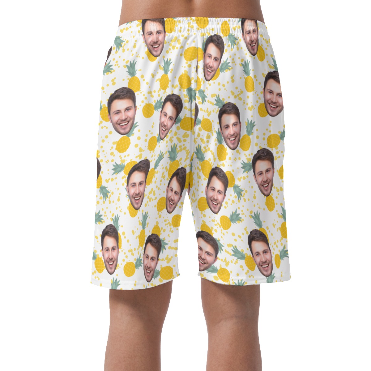 Customize Tropical Pineapple Hawaiian Beach Shorts With Face