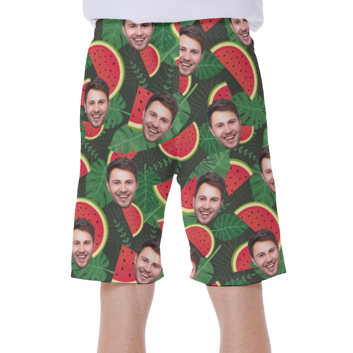 Funny Custom Face Tropical Watermelon Hawaiian Swimwear For Men