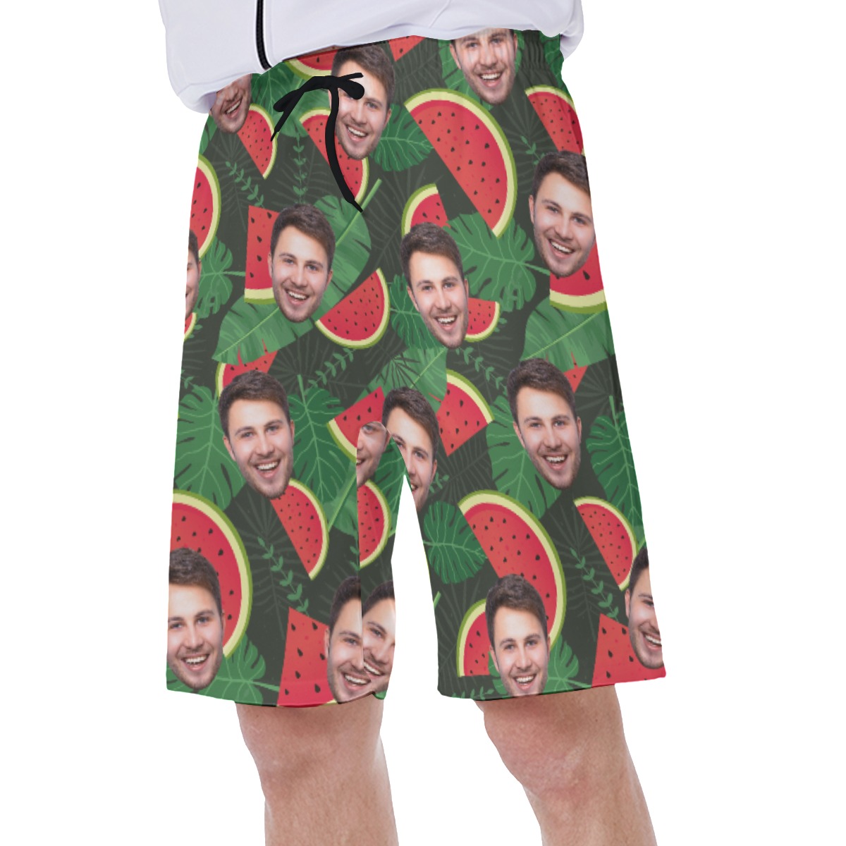 Funny Custom Face Tropical Watermelon Hawaiian Swimwear For Men