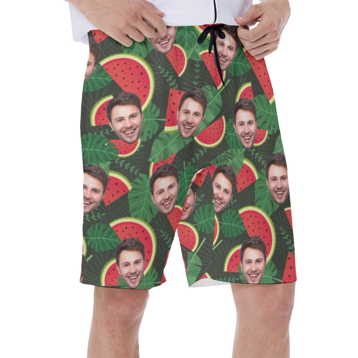 Funny Custom Face Tropical Watermelon Hawaiian Swimwear For Men