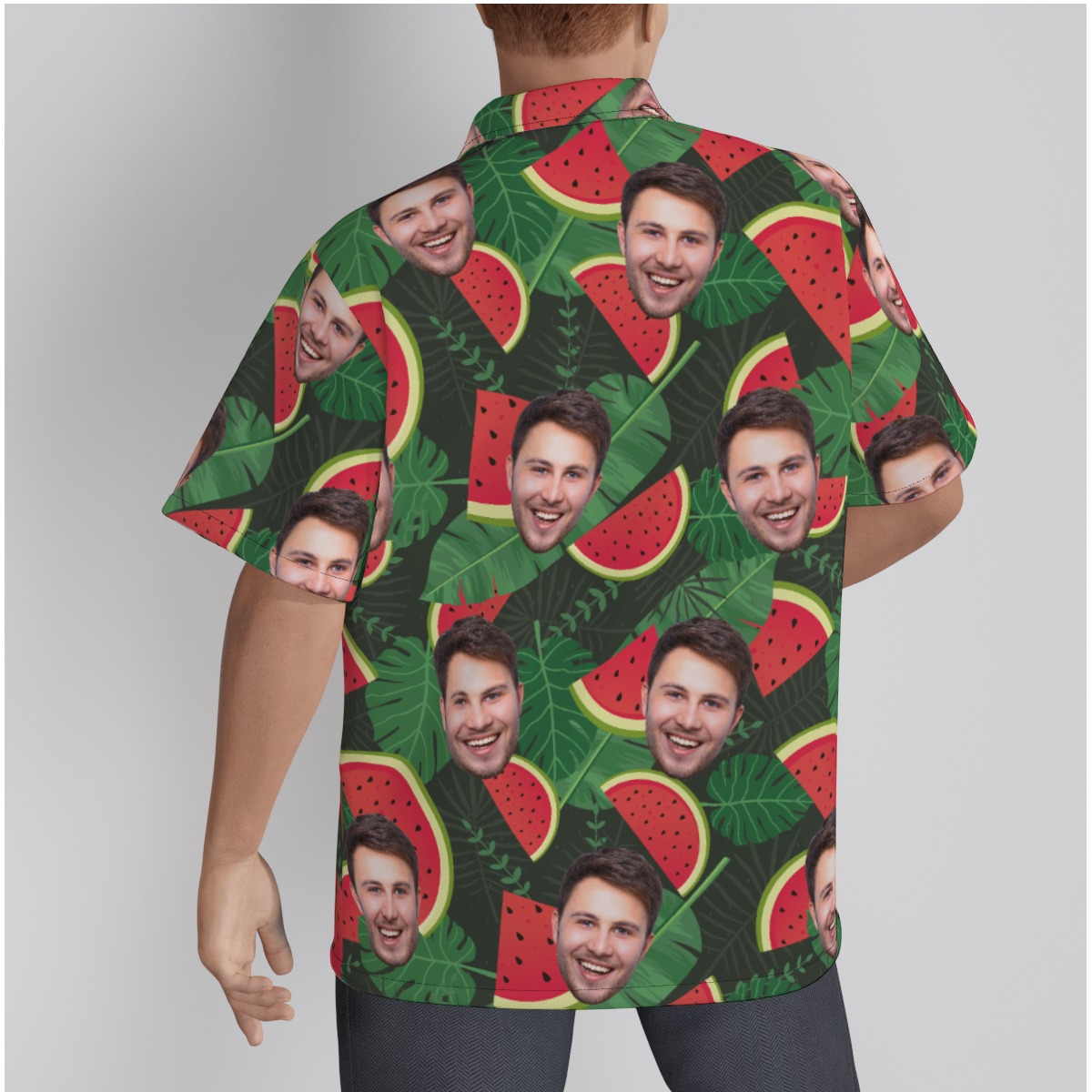 Tropical Watermelon Custom Face Men's Hawaiian Shirt