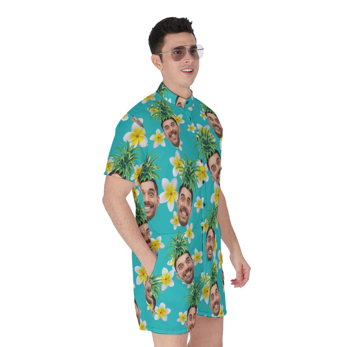 Custom Face With Pineapple Men's Hawaiian Romper