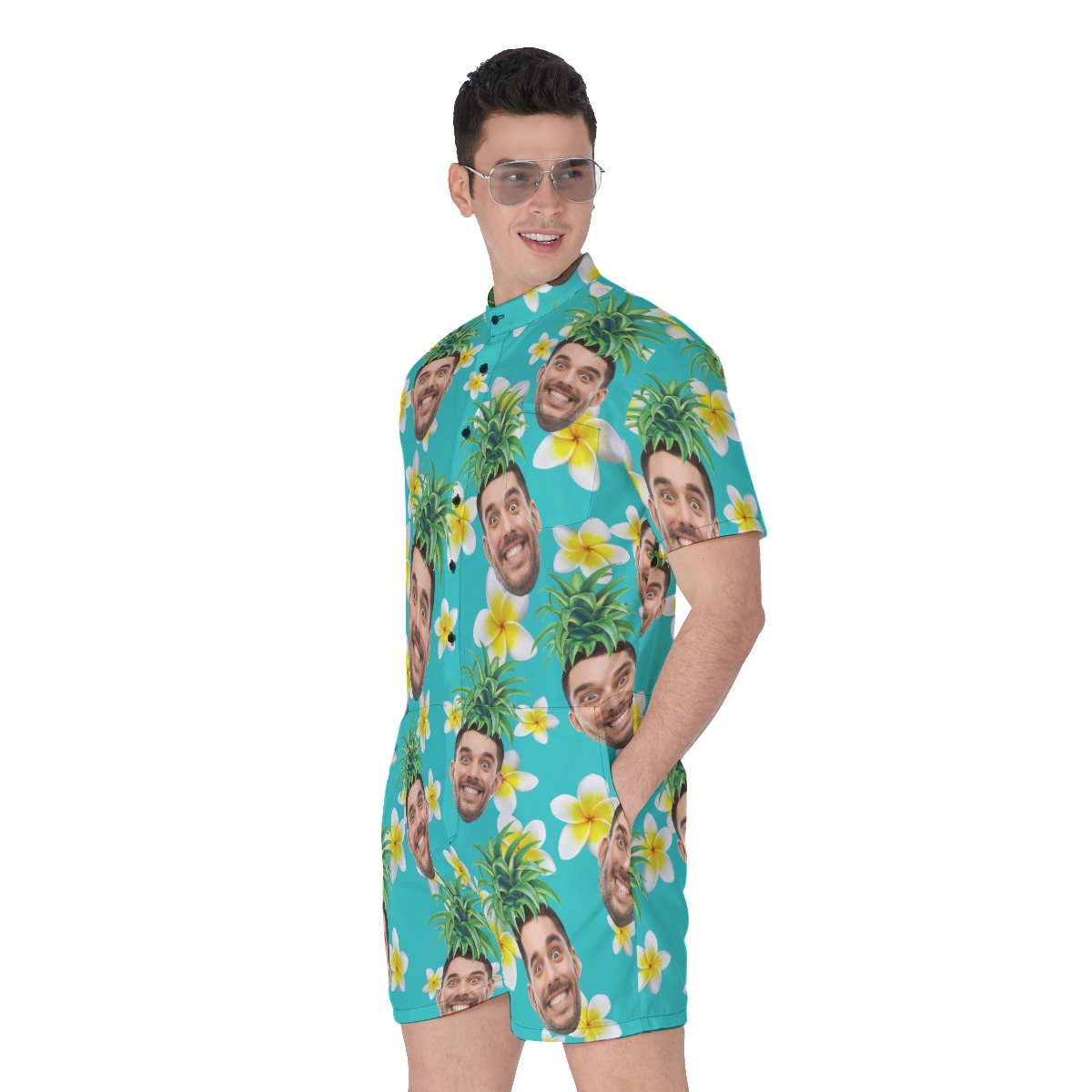 Custom Face With Pineapple Men's Hawaiian Romper