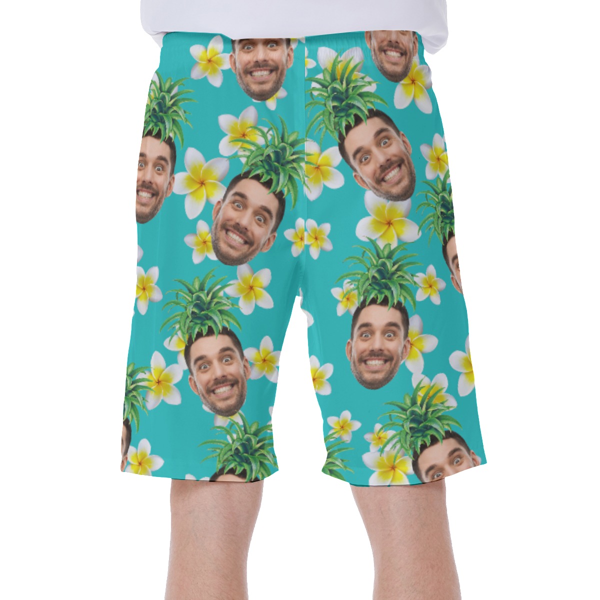 Tropical Pineapple Custom Face Hawaiian Swimwear For Men