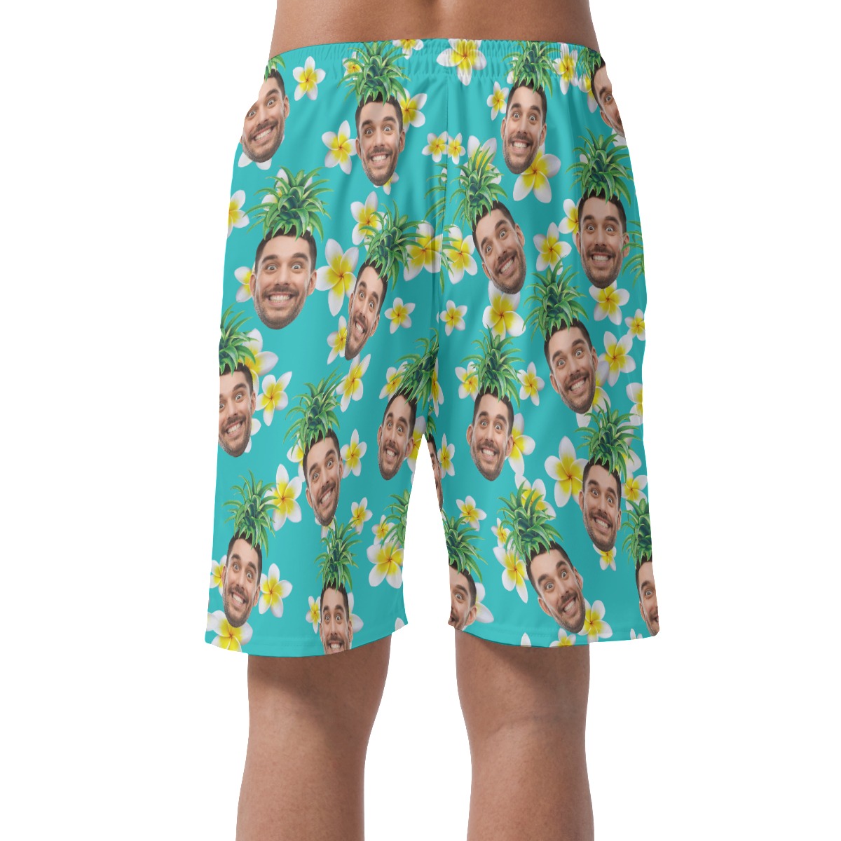 Funny Custom Face Pineapple Hawaiian Summer Beach Shorts For Men