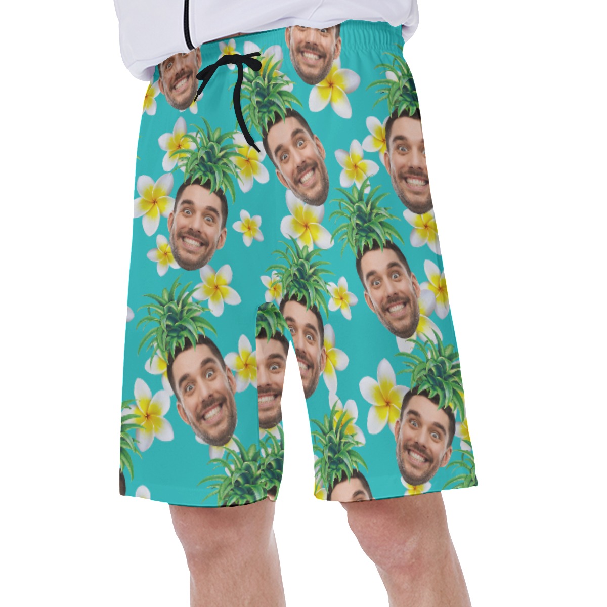 Tropical Pineapple Custom Face Hawaiian Swimwear For Men