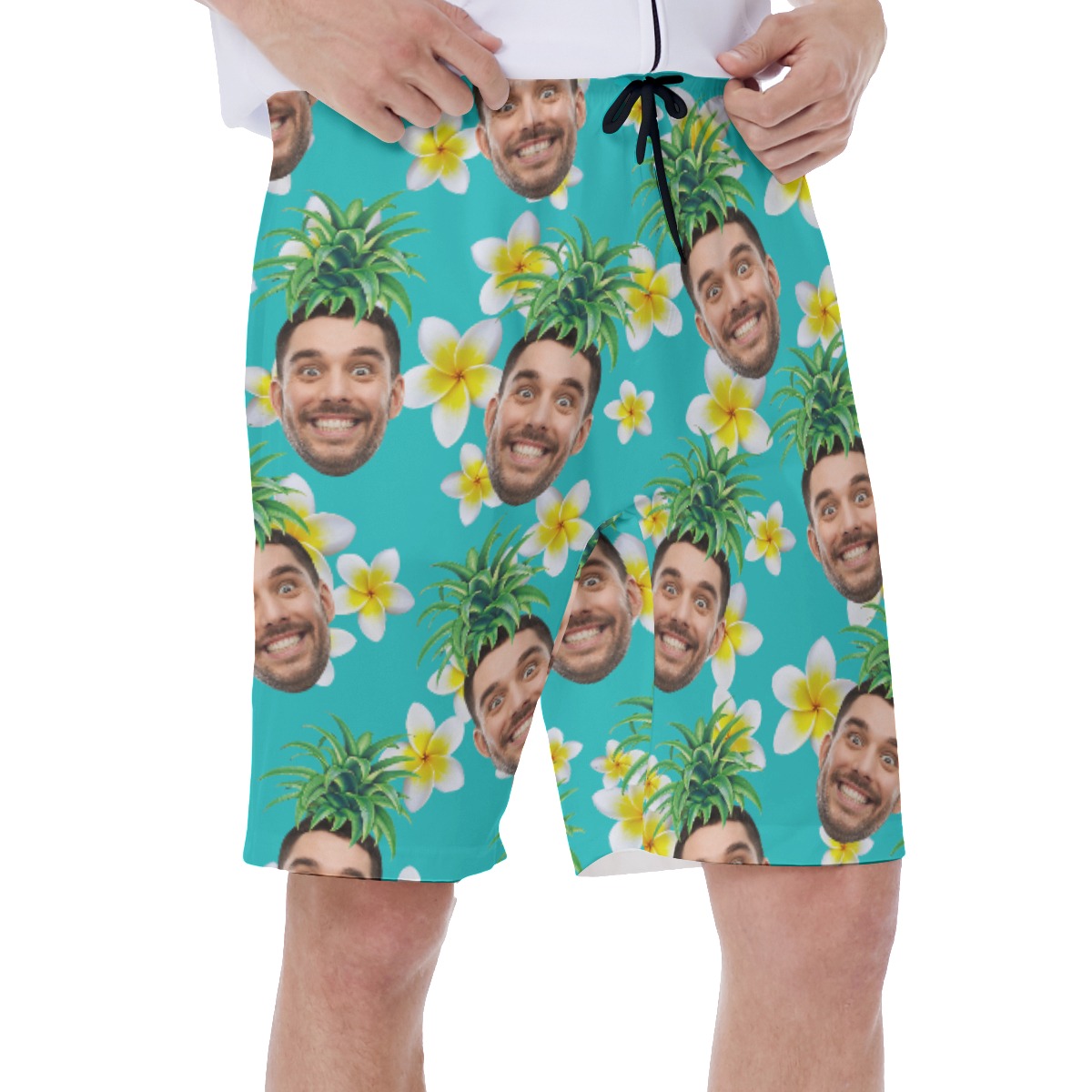 Tropical Pineapple Custom Face Hawaiian Swimwear For Men