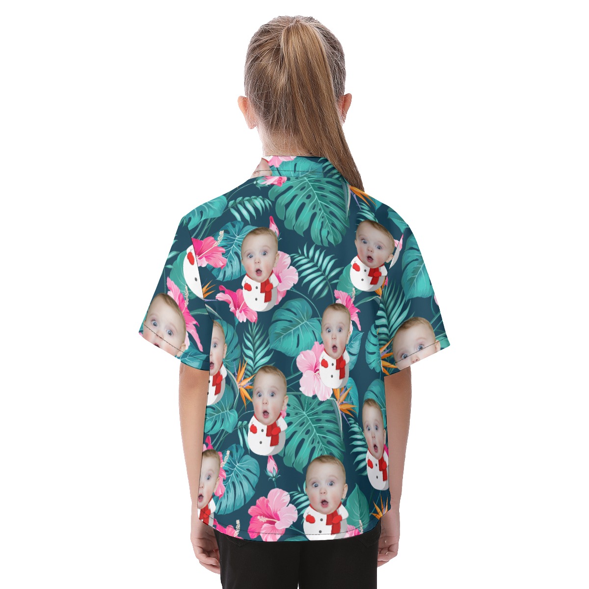 Cute Custom Face Snowman Hawaiian Shirt For Kids