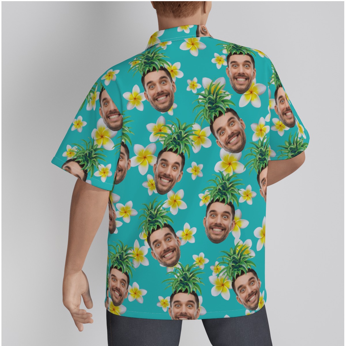 Funny Custom Face With Pineapple Men's Hawaiian Shirt