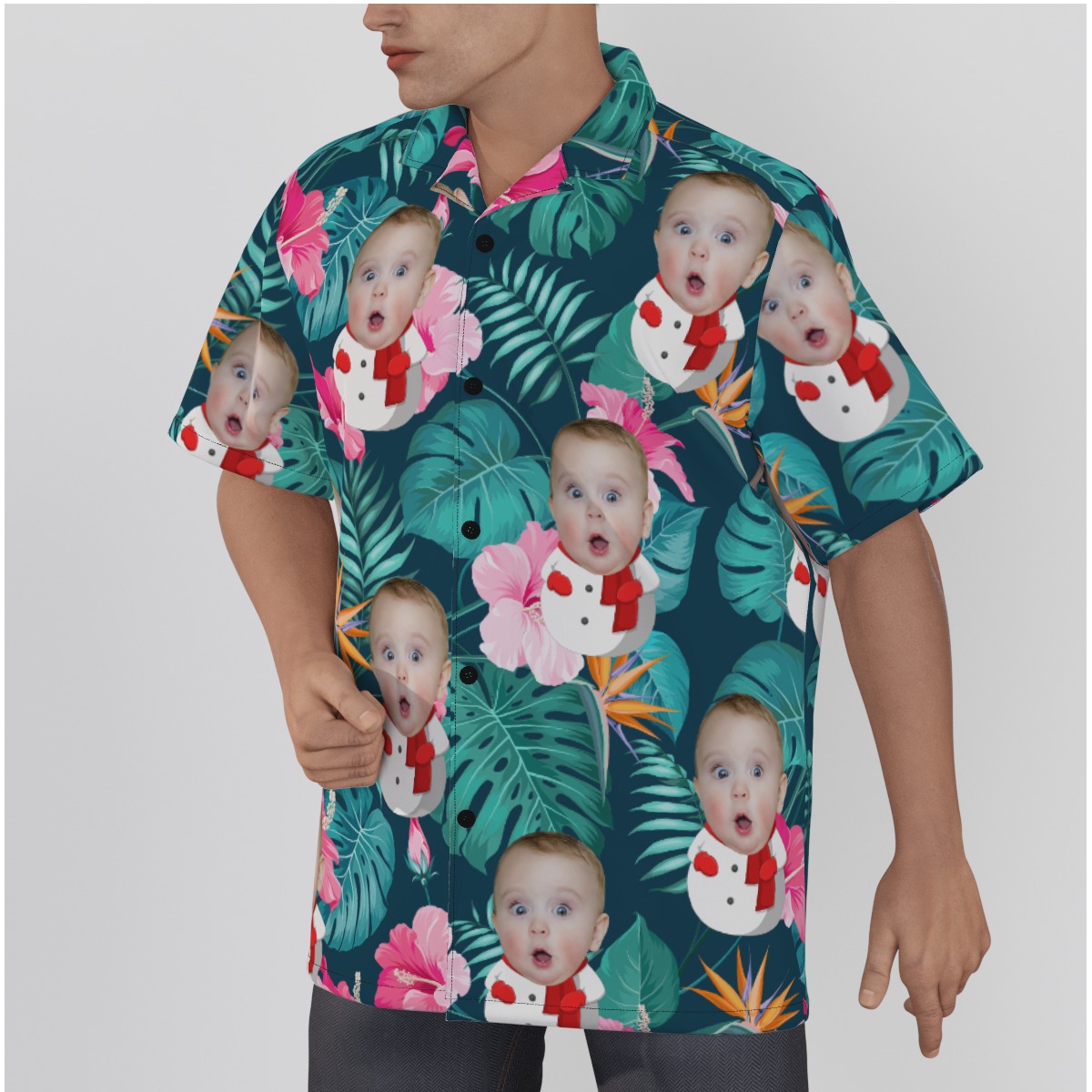 Funny Custom Face Snowman Hawaiian Shirt
