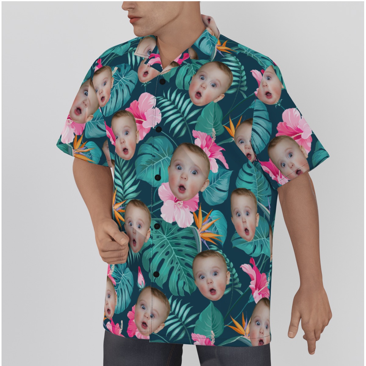 Tropical Floral Custom Baby Face Hawaiian Shirt