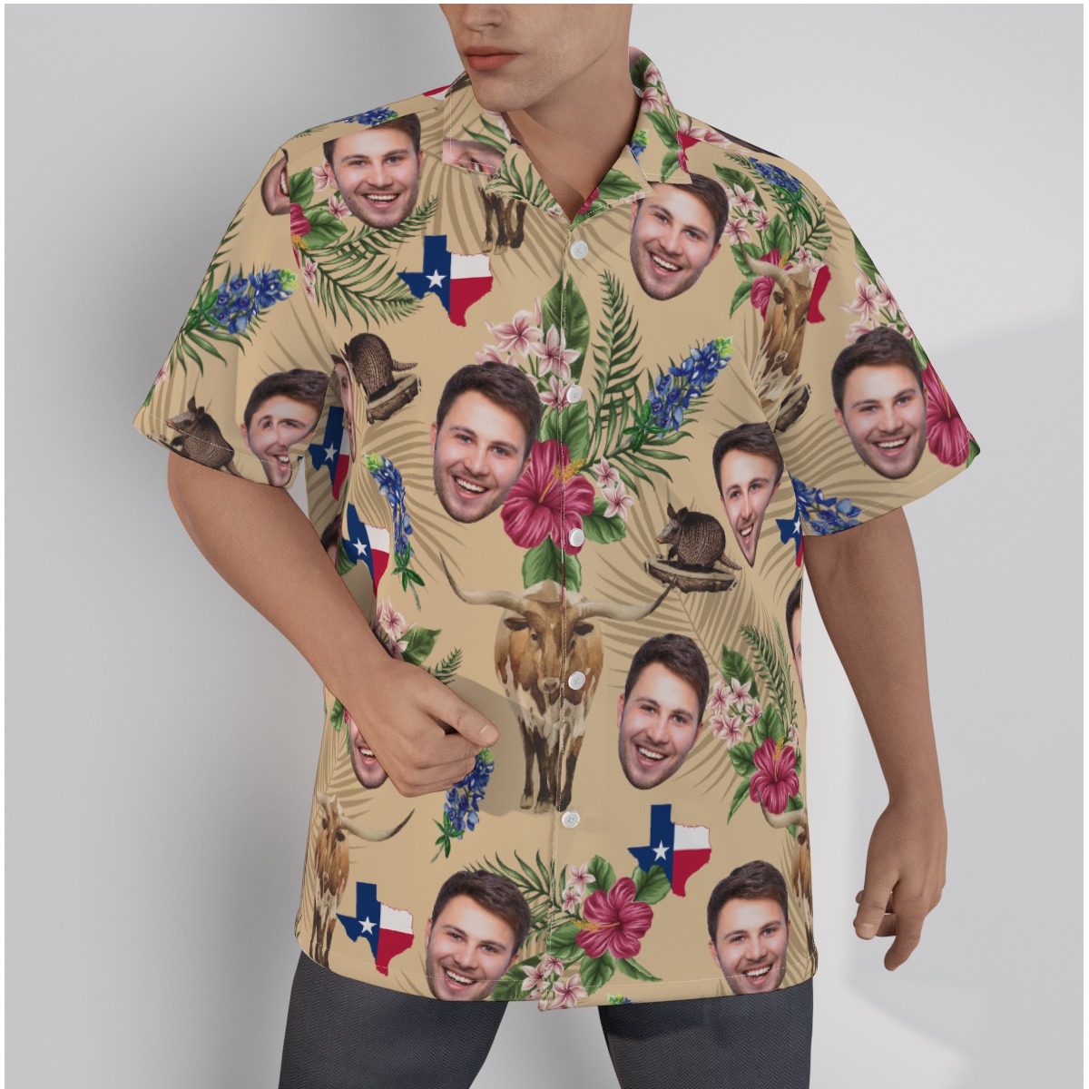 Custom Face Texas Longhorns Hawaiian Shirt - variant image 1