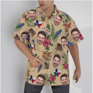 Custom Face Texas Longhorns Hawaiian Shirt