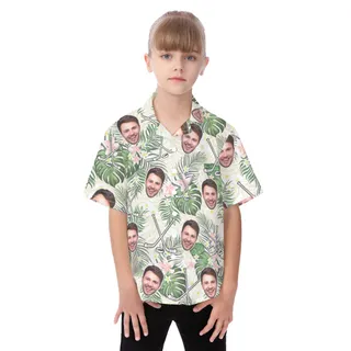 Cute Custom Face Hockey Floral Hawaiian Shirt For Kids