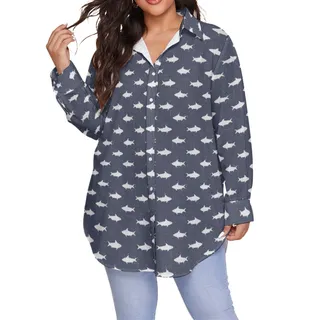 Shark Plus Size Hawaiian Shirt For Women