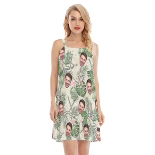 Funny Custom Face Hockey Floral Hawaiian Dress For Women