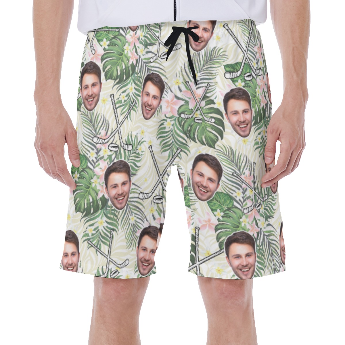 Custom Face Hockey Floral Hawaiian Swimwear For Men - variant image 1