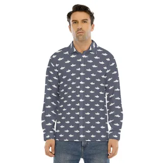 Shark Vintage Long Sleeve Hawaiian Shirt For Men