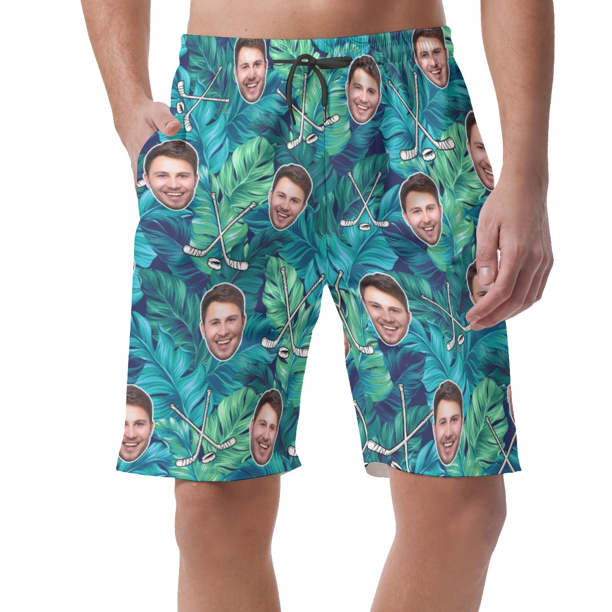 Customized Hockey Tropical Hawaiian Beach Shorts For Men - variant image 1