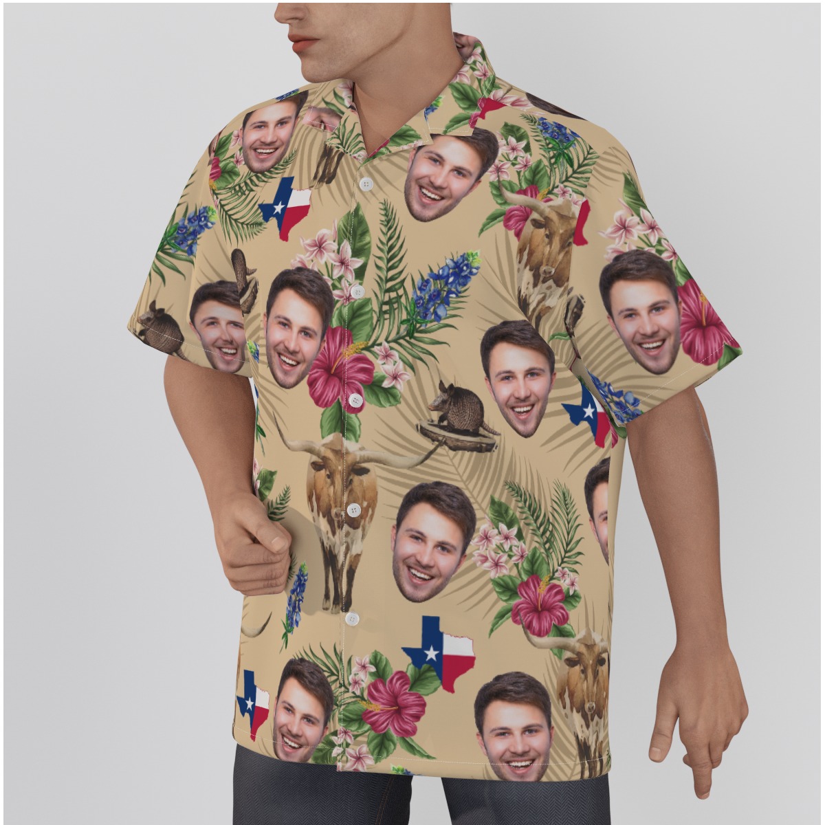 Custom Face Texas Longhorns Hawaiian Shirt