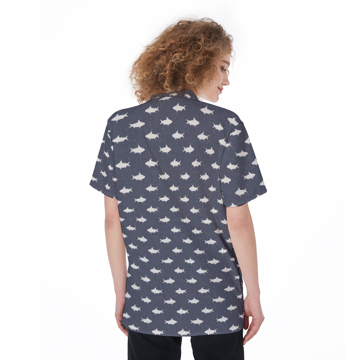 Shark Button Up Hawaiian Shirt For Women