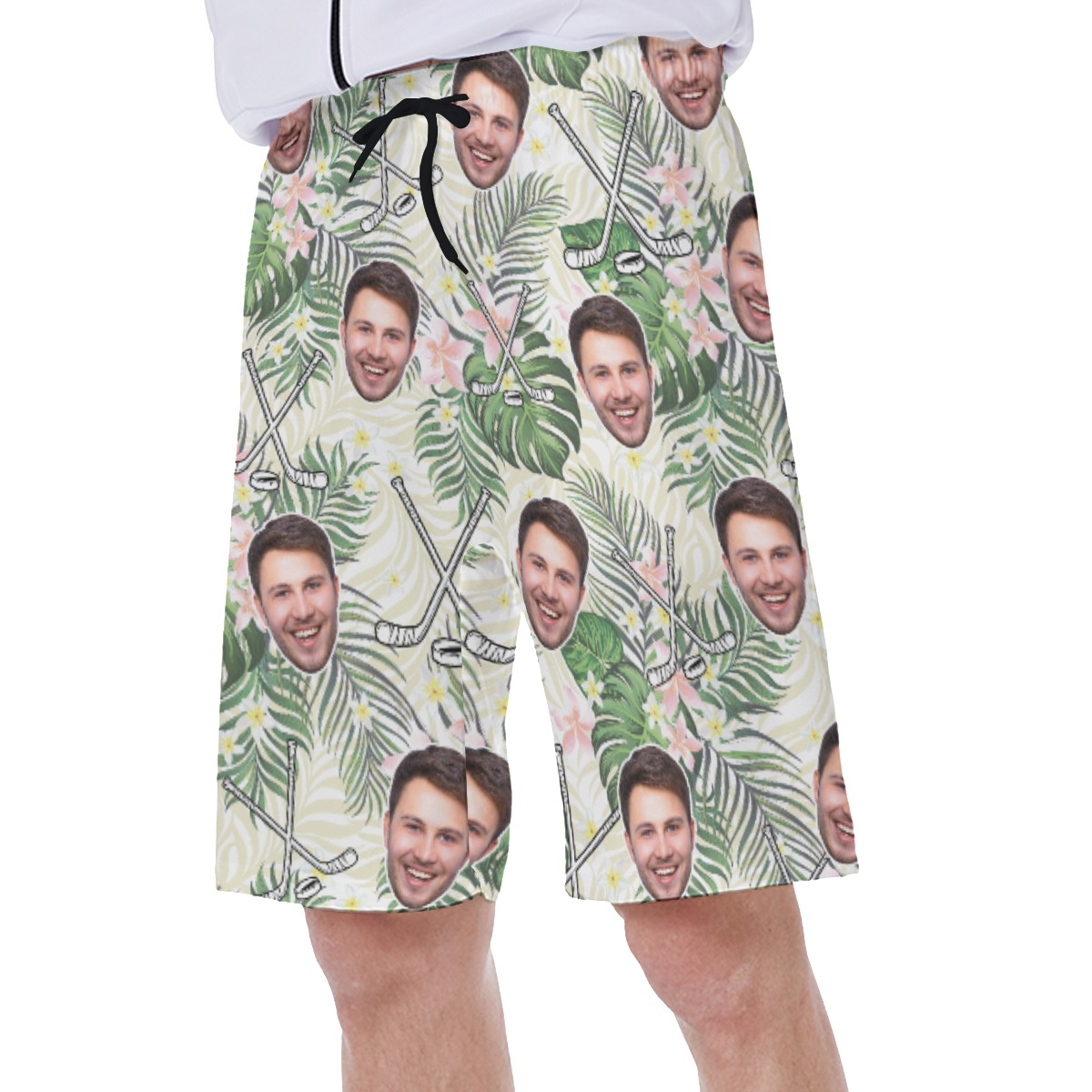 Custom Face Hockey Floral Hawaiian Swimwear For Men
