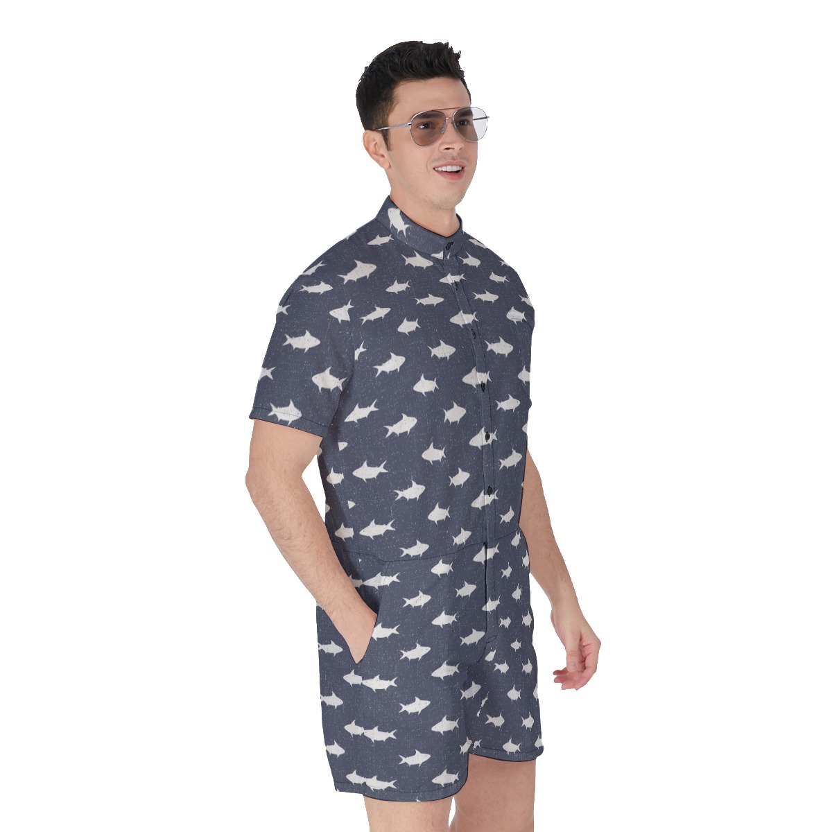 Shark Hawaiian Romper For Men