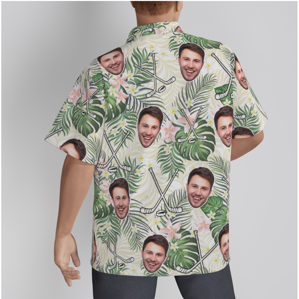 Customized Floral Hockey Hawaiian Shirt With Face