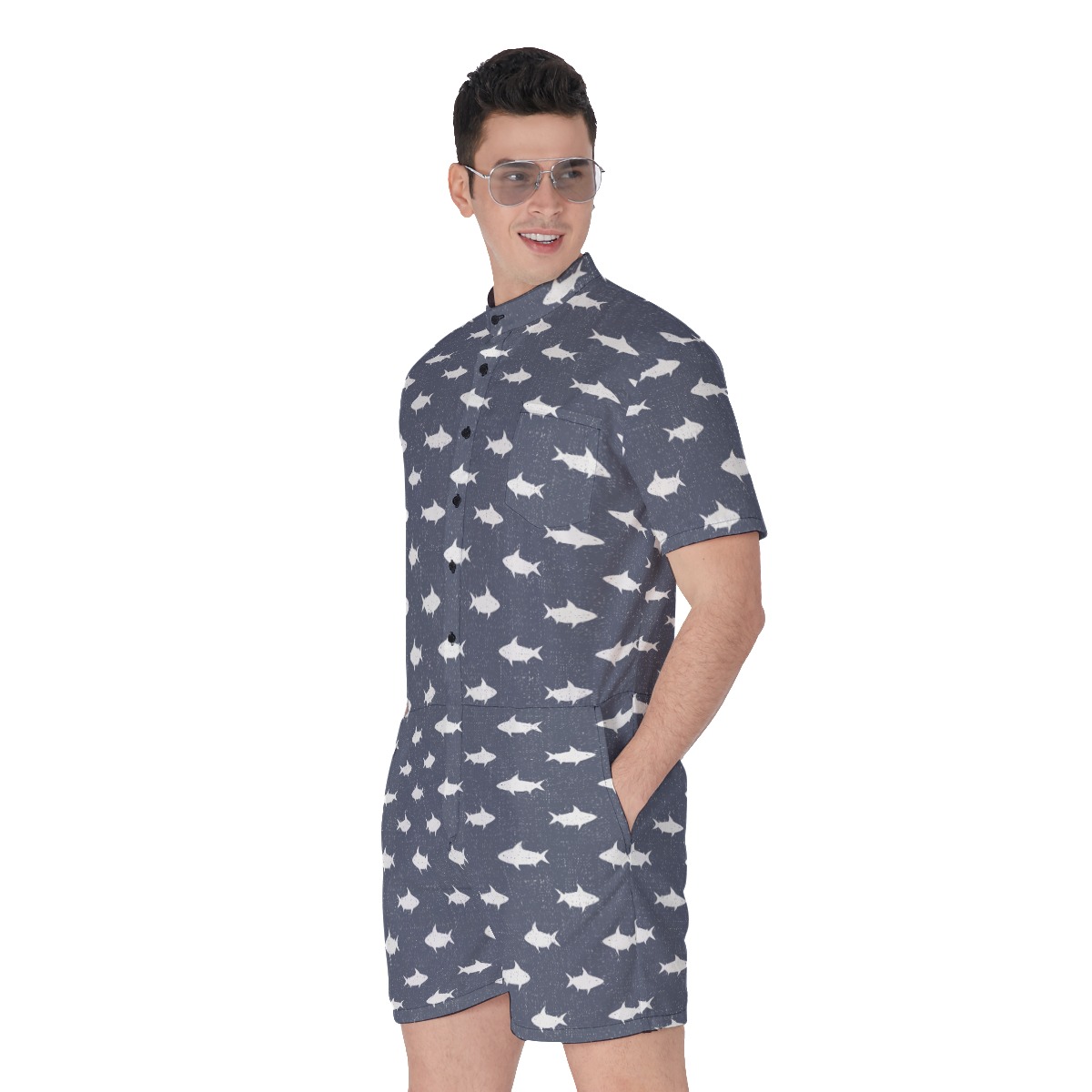 Shark Hawaiian Romper For Men