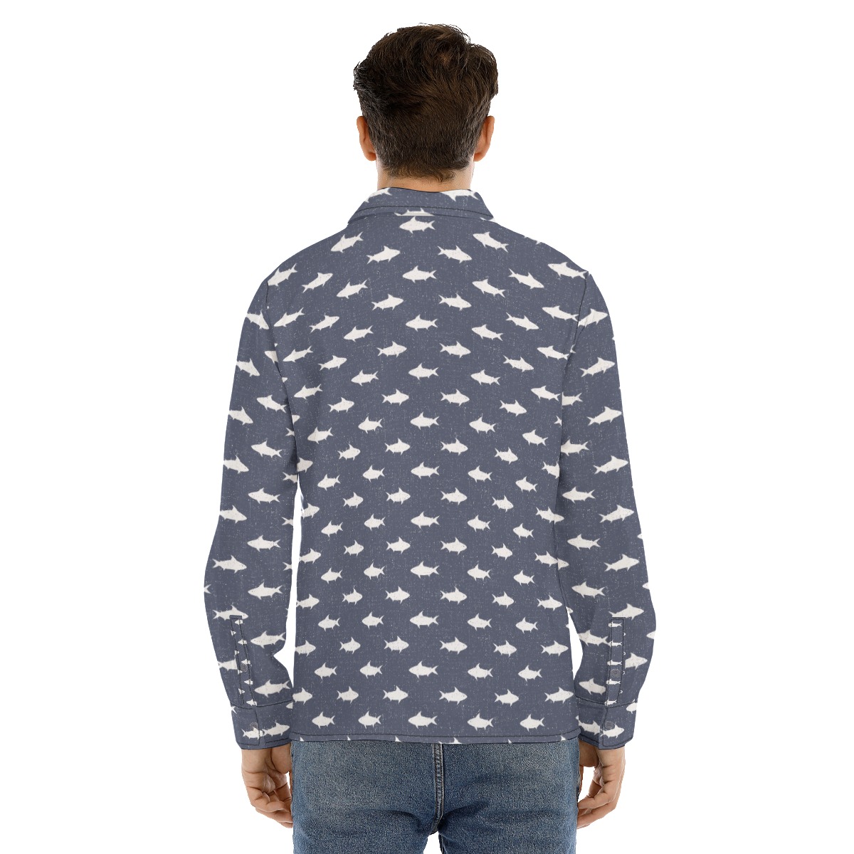 Shark Vintage Long Sleeve Hawaiian Shirt For Men