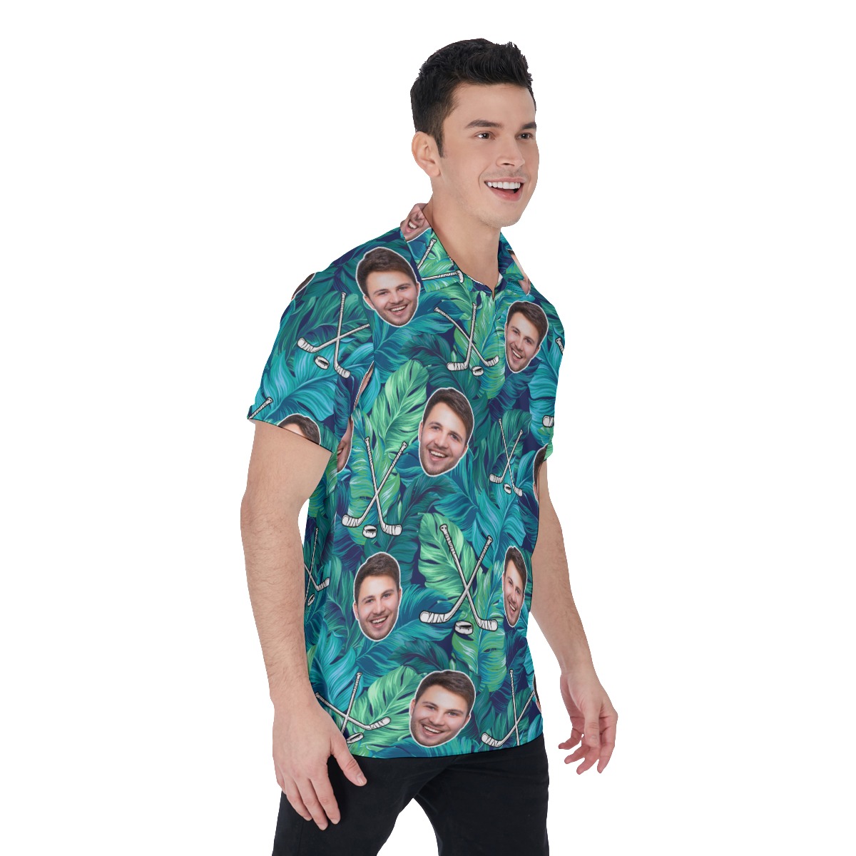 Custom Face Tropical Leave Hawaiian Polo Shirt