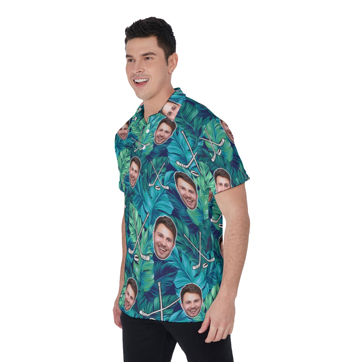 Custom Face Tropical Leave Hawaiian Polo Shirt