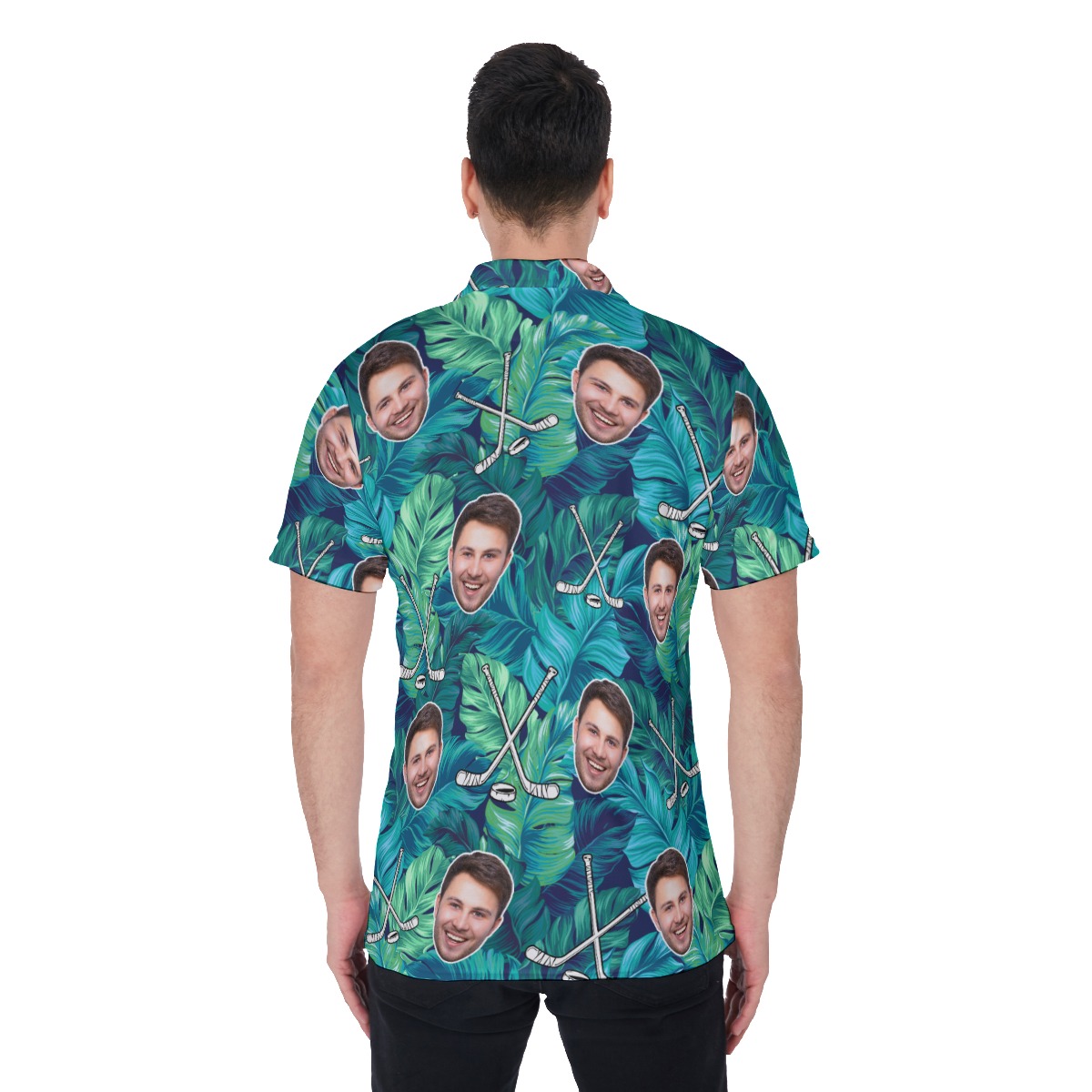 Custom Face Tropical Leave Hawaiian Polo Shirt