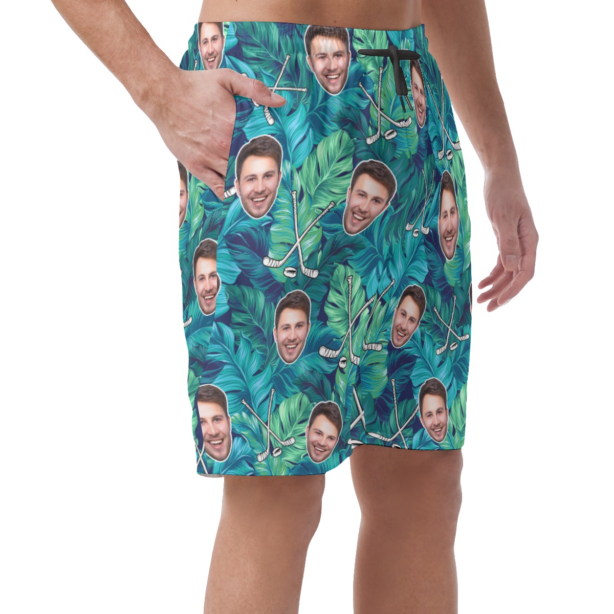 Customized Hockey Tropical Hawaiian Beach Shorts For Men