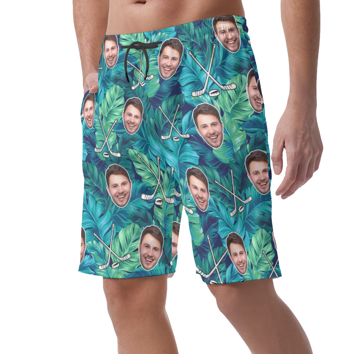 Customized Hockey Tropical Hawaiian Beach Shorts For Men