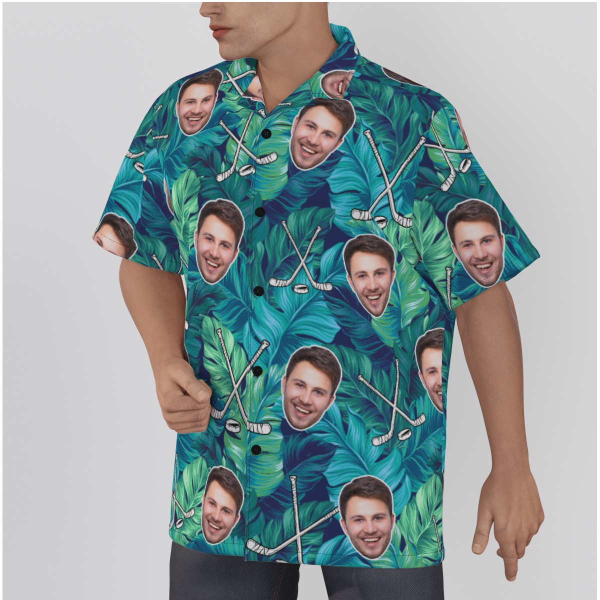 Tropical Leave Custom Face Hawaiian Shirt For Men