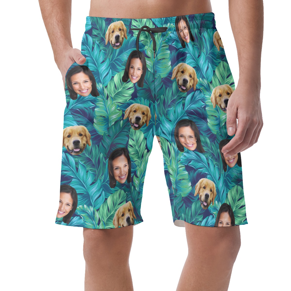 Men's Custom Dog And Face Hawaiian Shorts - variant image 1